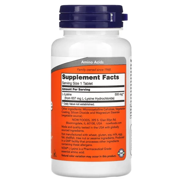 L Lysine 500mg 100 Vien Now Foods 1