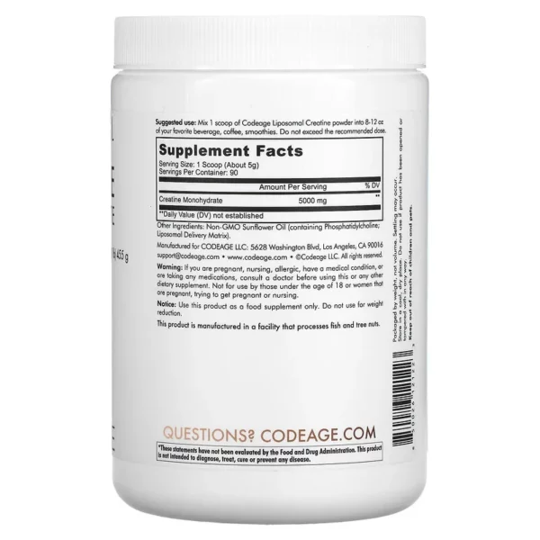 Liposomal Creatine Monohydrate 455g Codeage 1